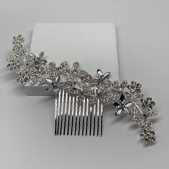NEW Crystal & Rhinestone Silver Bridal Hair Comb - Picture 5 of 8